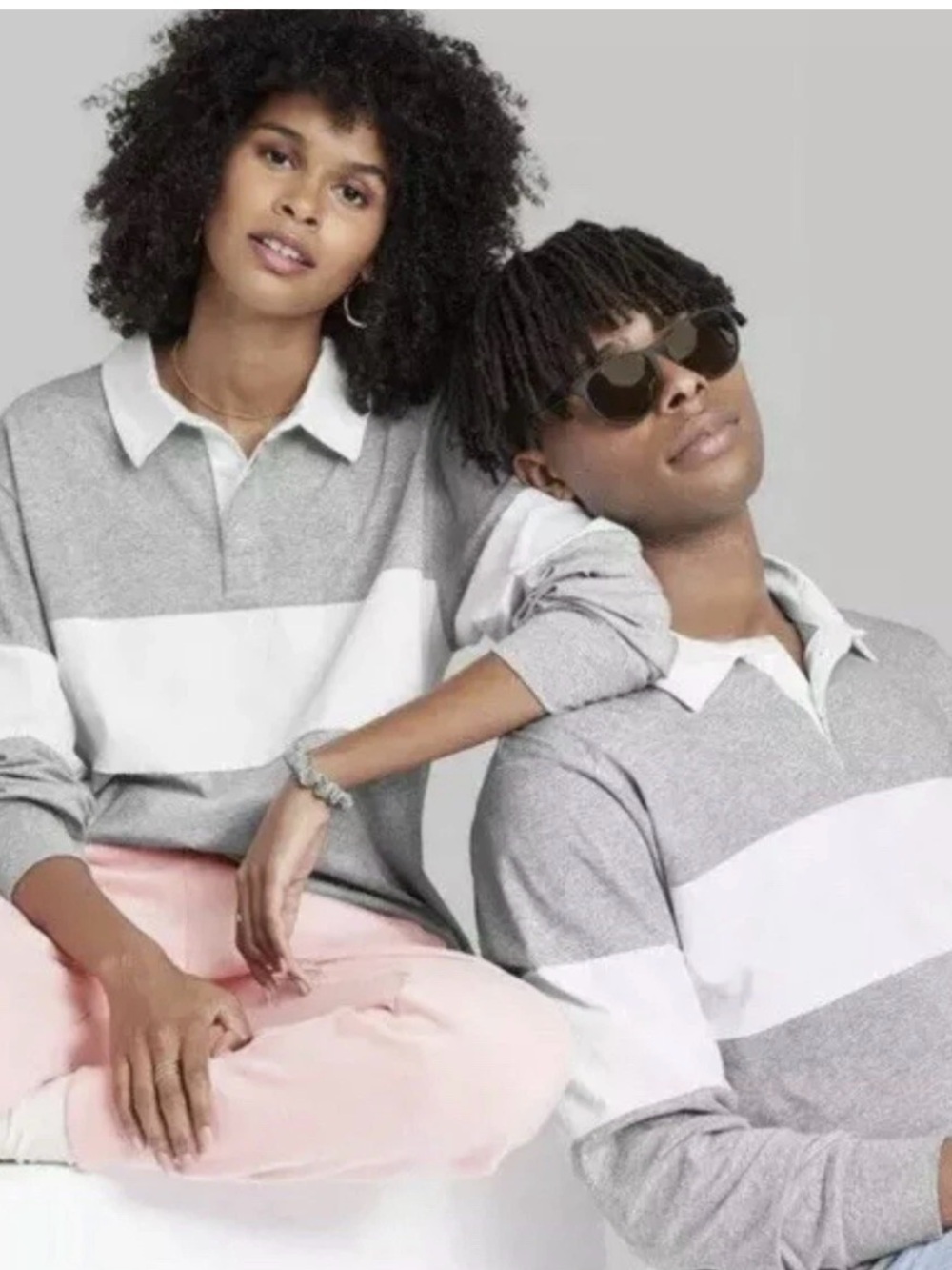 wild fable Gray and White Rugby Polo Shirt